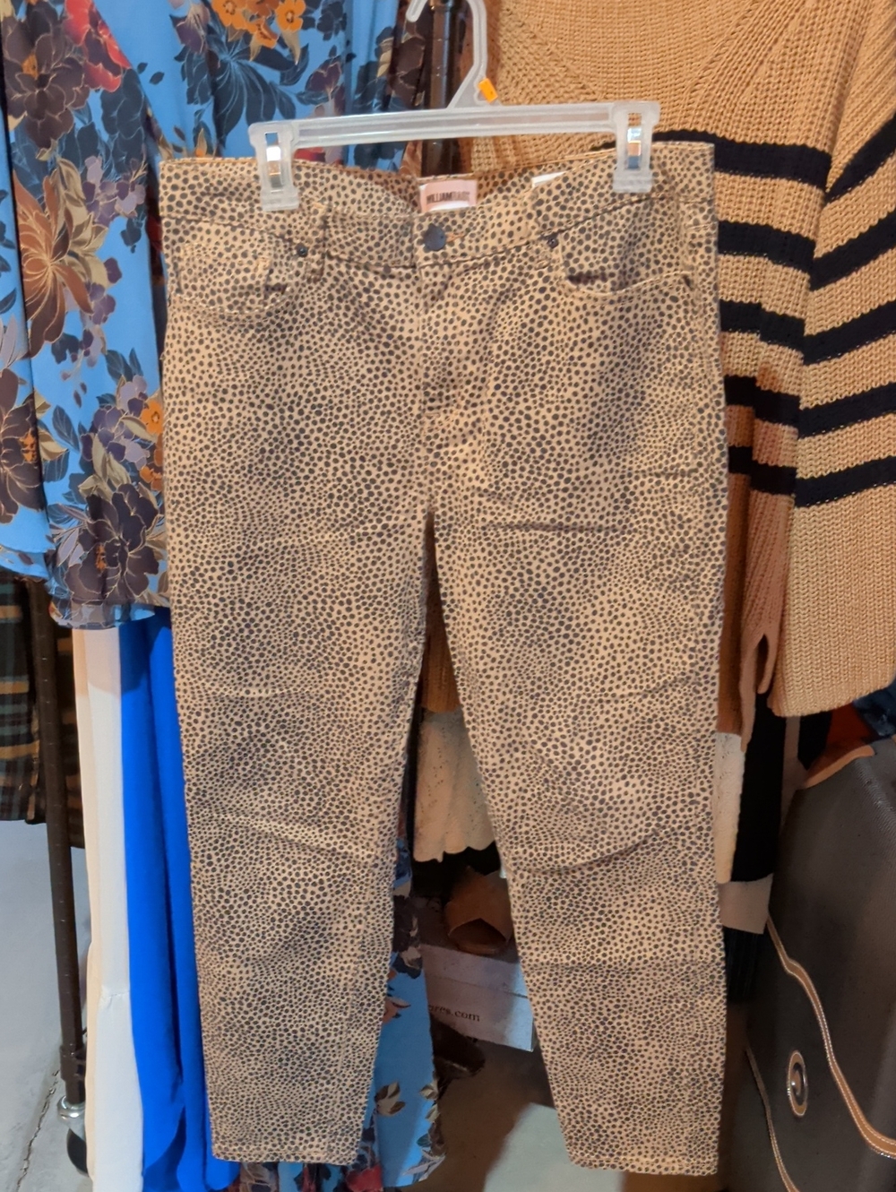 William Rast Beige and Black Leopard-Spot Skinny Jeans